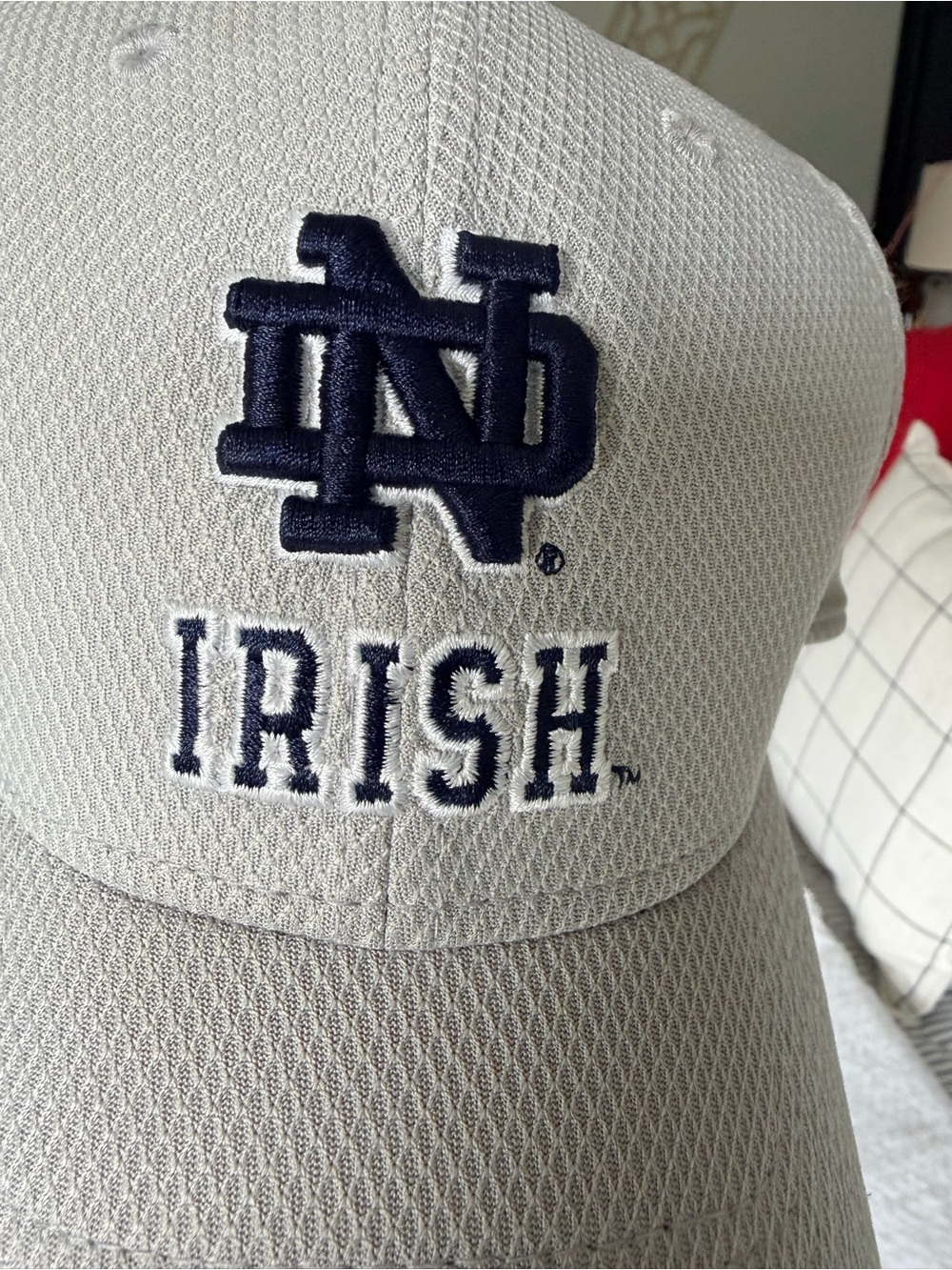New Era Tan Cap with Navy Notre Dame IRISH Embroidery - Picture 5 of 5